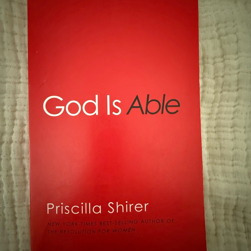 Red 'God Is Able' Book by Priscilla Shirer